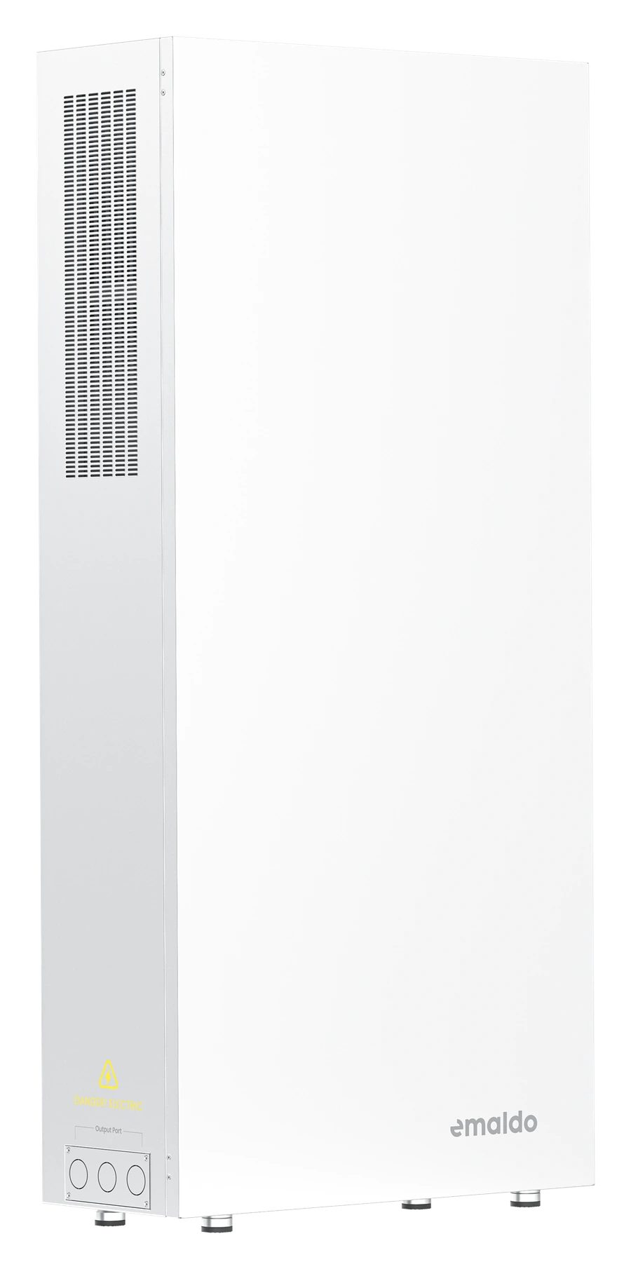 Emaldo Power Store, frilagd produktbild med ventilationsgaller och anslutningar på sidan