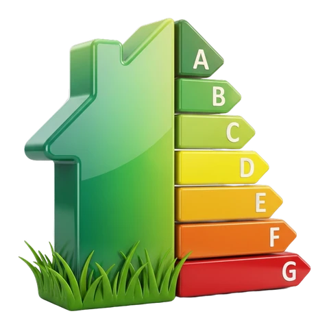 Energideklaration, husets energiklass på skala A till G